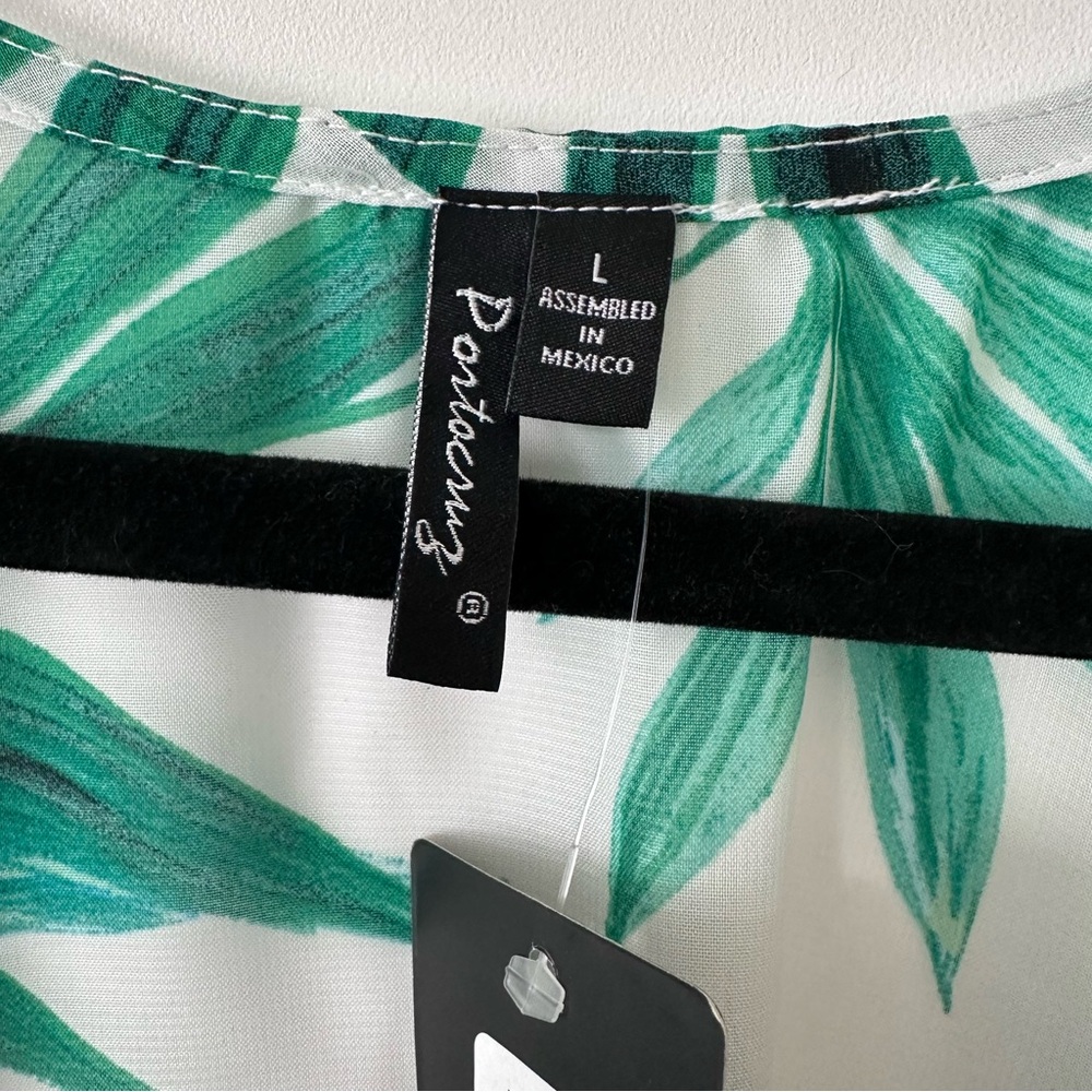 Portocruz Tropical Beach Pool Cover Up Kimono White Blue Green Size L NWT - Picture 2 of 6
